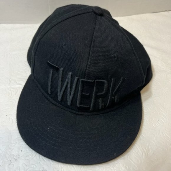 "TWERK" Embroidered Black Baseball Cap Hat Cotton Adjustable Snapback One Size - Picture 3 of 6